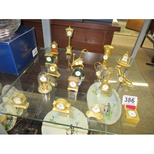 386 - Assorted Minature Brass Clocks