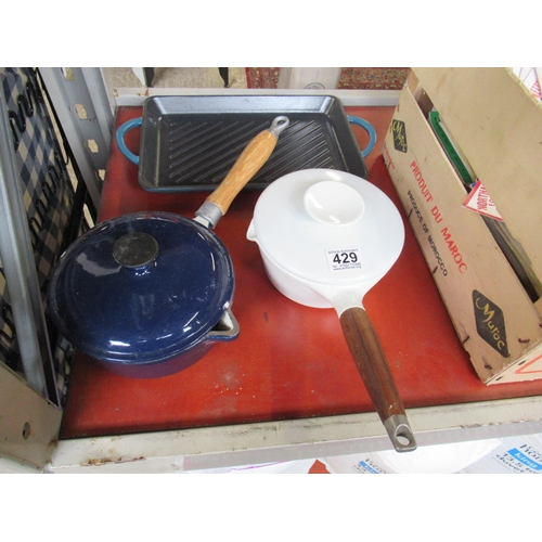 429 - Cast Iron Pans & Tray