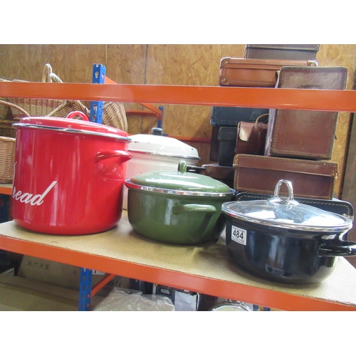 484 - Bread Bin & Enamel Pans