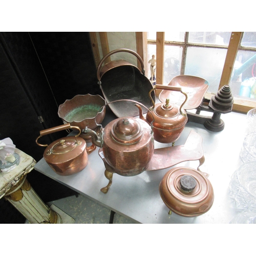 494 - Copper kettle, Scuttle Etc