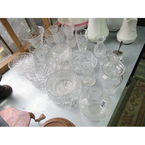 495 - Qty Crystal Vases, Bowls Etc