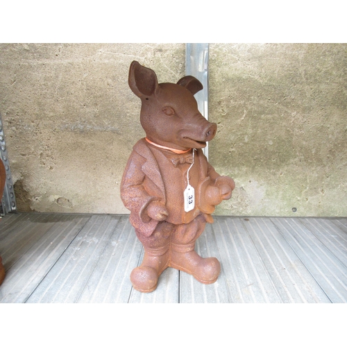 33 - (H73) Cast Mr Pig Garden Statue..