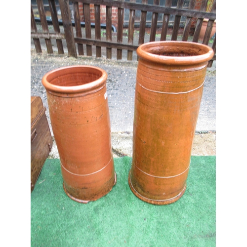 45 - 2 Large Terracotta Chimney Pots