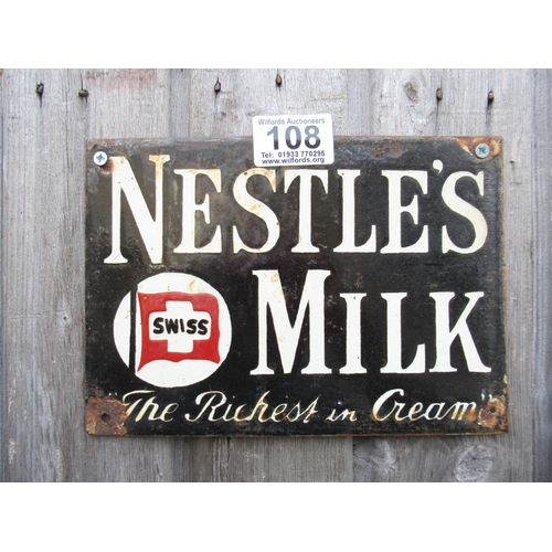 108 - Enamelled Nestle Milk Sign