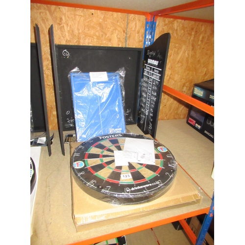 123 - New Fosters Dartboard With Cabinet Etc