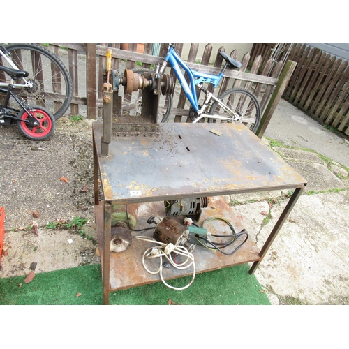 57 - Metal Work Bench, Motors Etc