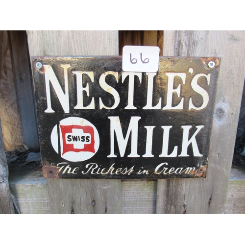 66 - Enamelled Nestle Milk Sign