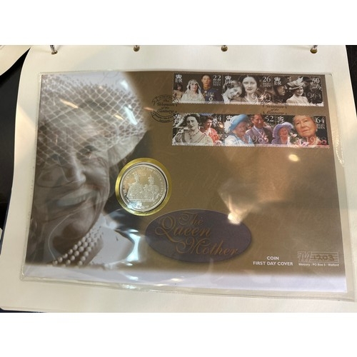 468 - 2 Albums Commemorative Stamps & Coins Celebrating the Queen Mothers 100th Birthday, including 2000 S... 