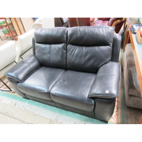 193 - Black Leather 2 Seat Sofa.