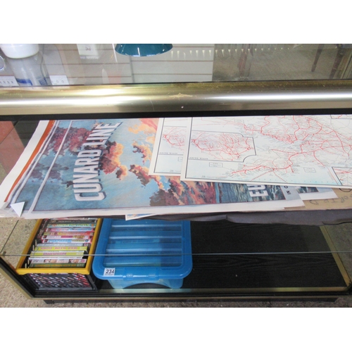 233 - Qty Assorted Posters, Maps Etc