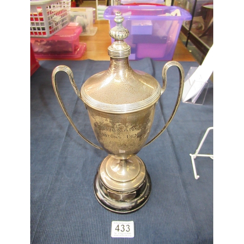 433 - Chester 1924 Barker Brothers Silver Trophy & Plinth 584g