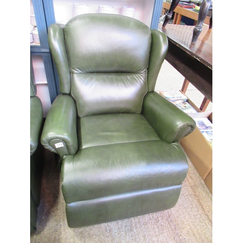 312 - Green Leather Electric Rise & Recline Chair