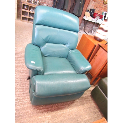 316 - Green Leather Recliner Armchair