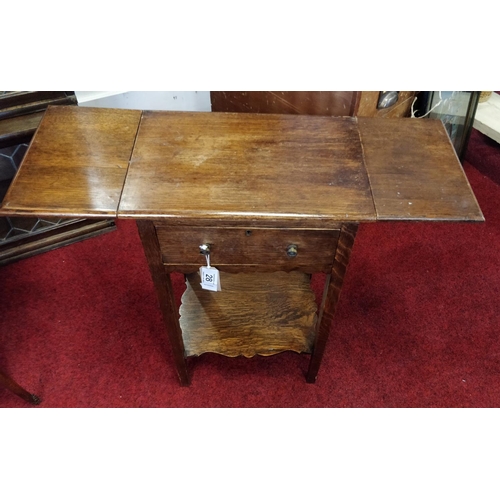 28 - Oak drop leaf occasional table with drawer