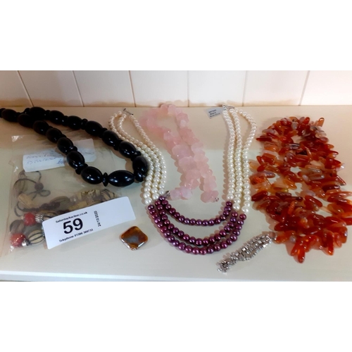 59 - Assorted gemstone bracelets and necklaces