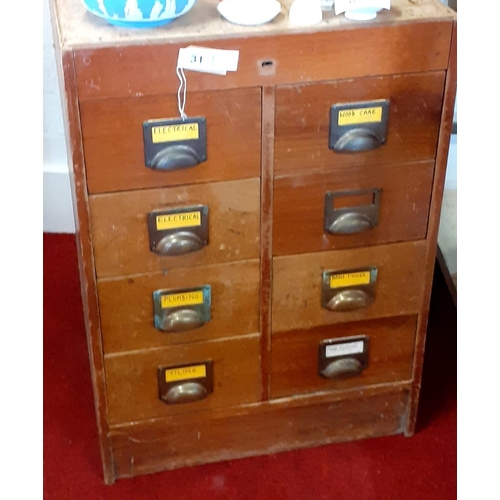 31 - Set of 6 bankers drawers with brass cup handles
