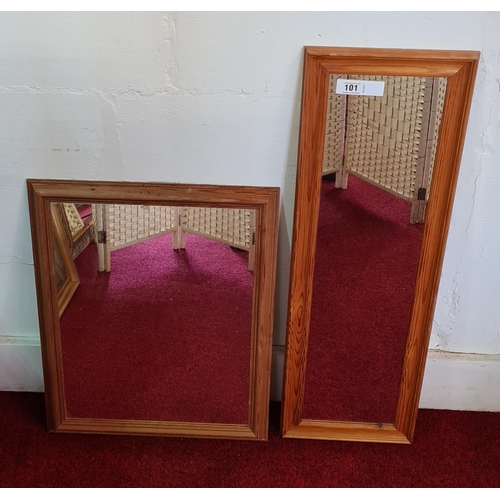 101 - 2 wall mirrors, largest being 104x32 cm the other 70x53 cm