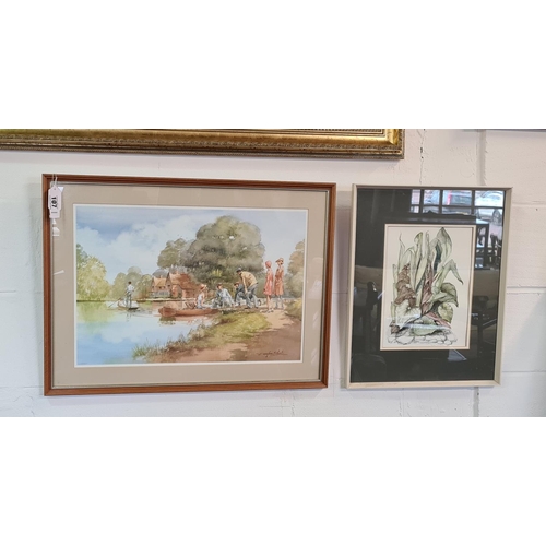 107 - 2 framed and glazed prints, one by Douglas West and the other by Susan Couther. The larger approx. 5... 