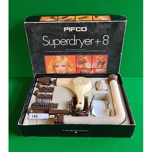 168 - Boxed Pifco Superdryer+8 vintage hairdryer
