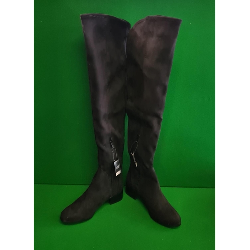 74 - Pair of Next thigh high boots size 6.5 together with a pair of Clarkes boots size 5.5 and one other ... 