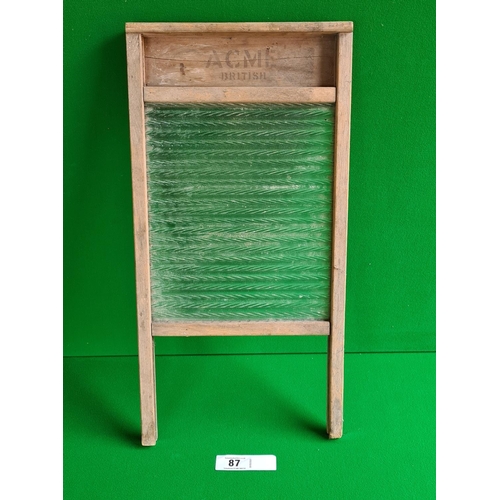 87 - Vintage ACME wooden and glass wash board 30x61 cm