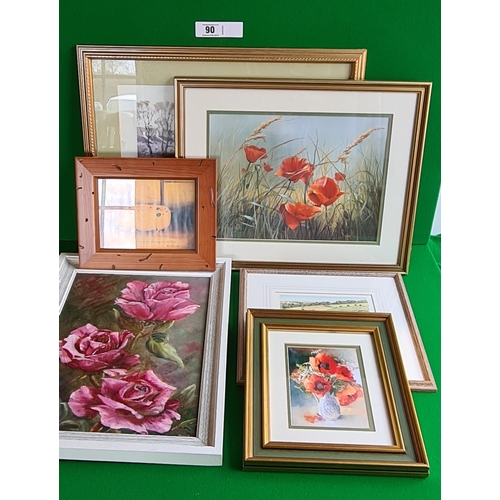 90 - 6 Assorted framed and glazed pictures. Including limited edition