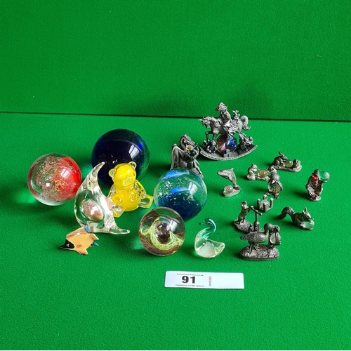 91 - Assorted paperweights and a quantity of Mystic Legends figures