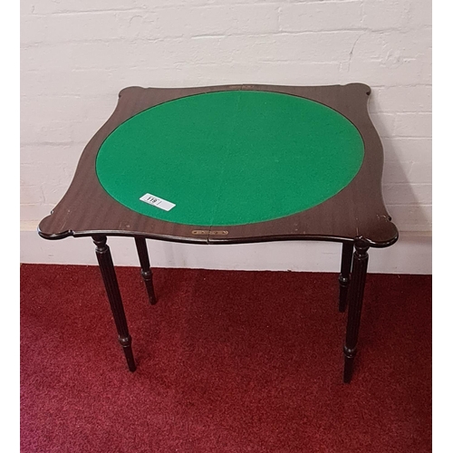 119 - Mahogany folding card table having green baize 79x79x76 cm