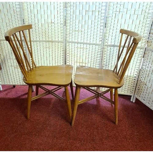 107a - Pair of Ercol blonde green label 1960's candle stick chairs