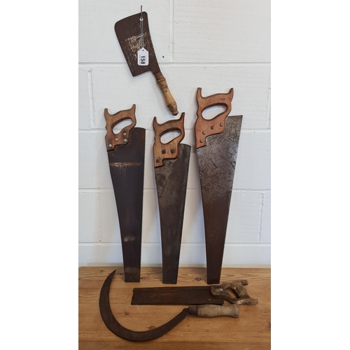 158 - Vintage hand tools and a meat cleaver. PLEASE NOTE - Shipping not available for this lot
