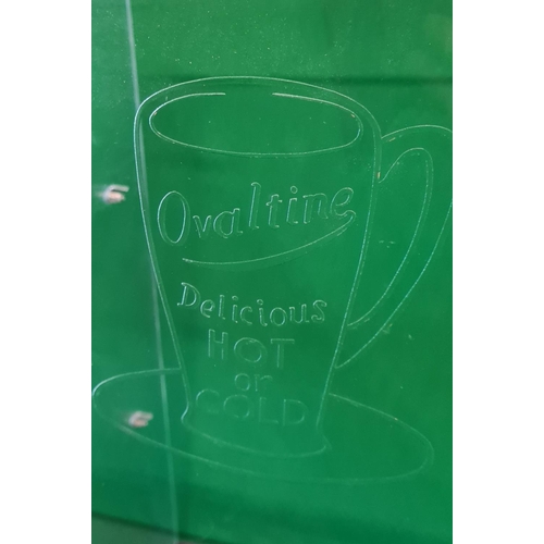 452 - Ovaltine brand etched glass shop display unit 61x38x30