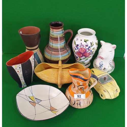 92 - Collectable ceramics including Sadler, West German etc.,