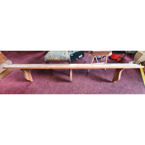 91 - Large antique pine shelf 210x23 cm