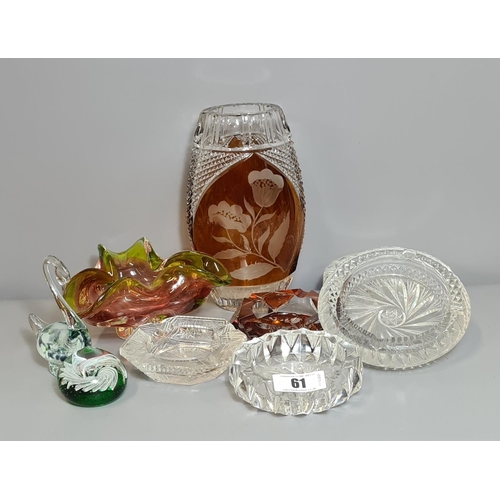 61 - Assortment of glassware including Murano