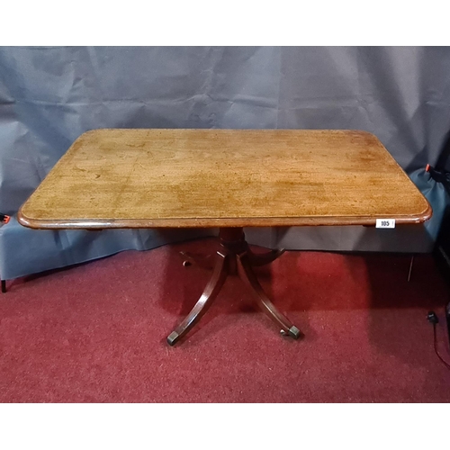 105 - Mahogany tilt top tripod table 70x120x64 cm