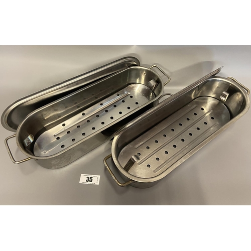 35 - 2 stainless steel fish kettles