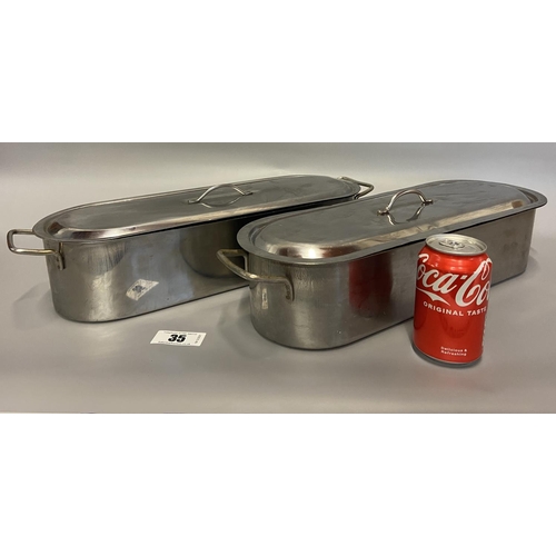 35 - 2 stainless steel fish kettles