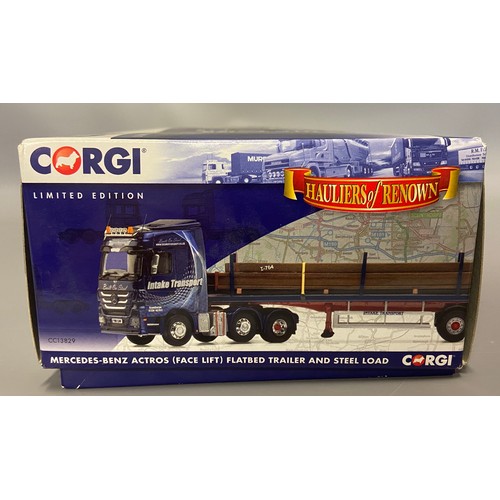 49 - Limited edition Corgi Mercedes-Benzes Actros flatbed trailer and steel load (Facelift). Intake Trans... 