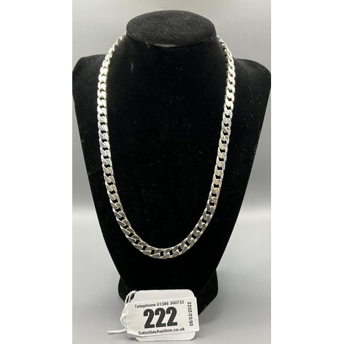 222 - Curb link silver necklace stamped 925 weighing 60g