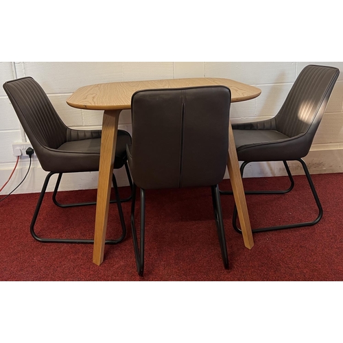 223 - Modern oak dining table and 3 chairs
