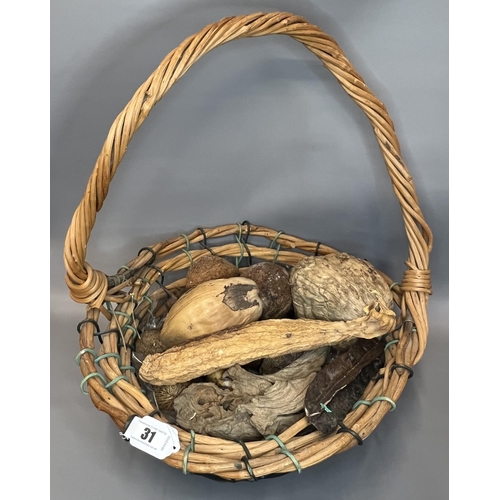 31 - 3 wicker baskets together with decorative seed pods