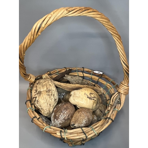 31 - 3 wicker baskets together with decorative seed pods