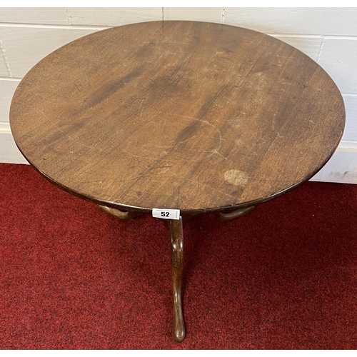 52 - Oak bench of small proportion and a circular tripod table