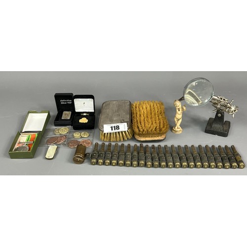 118 - Interesting lot of collectables including Defence medal etc.,