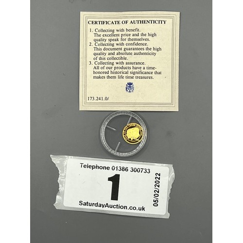1 - 14ct gold proof coin 