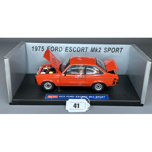 41 - Sunstar 1:18 scale 1975 Mk2 Ford Escort 1600 Sport in signal orange. Worldwide P&P available, UK jus... 