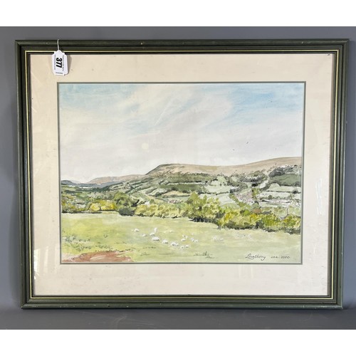 377 - John Harding-Rolls framed and glazed water colour 'Llanthony ' 2000 frame 67x81cm