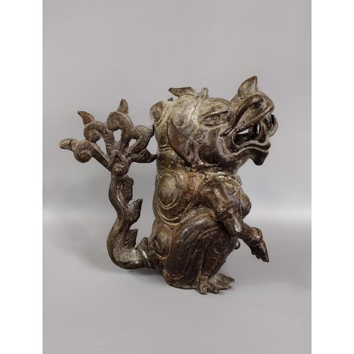 150 - Bronze mythical beast of Chinese or Sino Tibetan origin. Amphibian body, dragon Head, large ears, tu... 