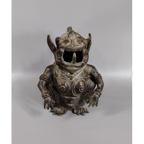 150 - Bronze mythical beast of Chinese or Sino Tibetan origin. Amphibian body, dragon Head, large ears, tu... 