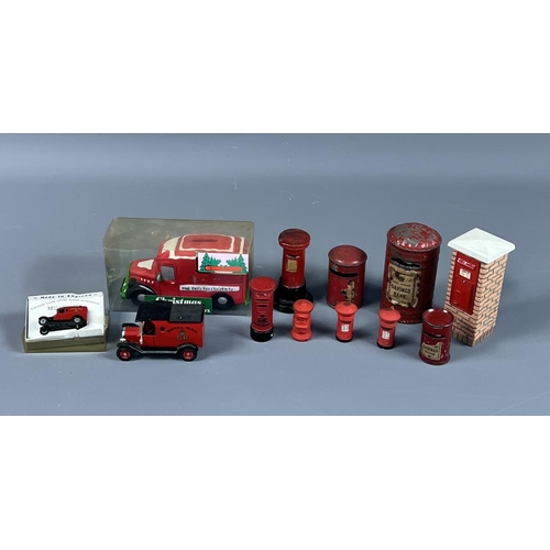 14 - Royal Mail themed collectables including money boxes and model vehicles. Shipping group (A)